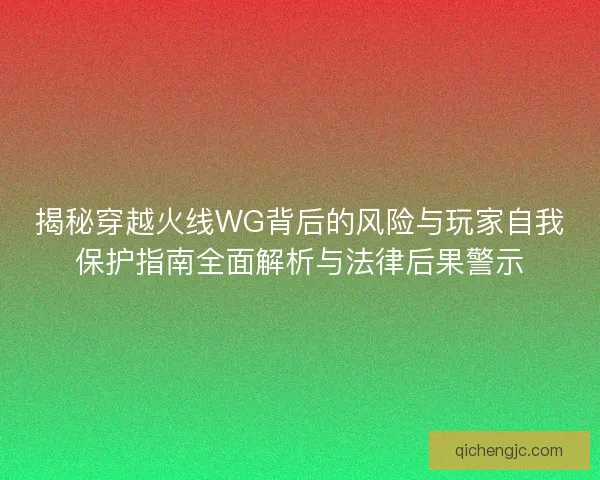 揭秘穿越火线WG背后的风险与玩家自我保护指南全面解析与法律后果警示